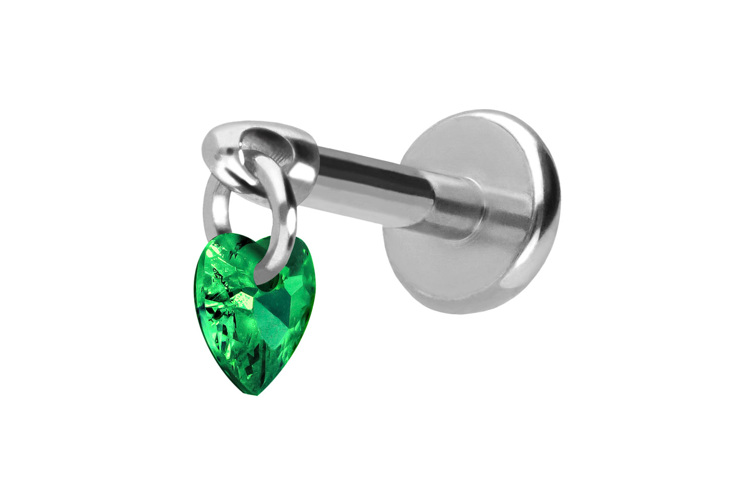 Titan Labret Piercing mit Push Fit KRISTALLHERZ